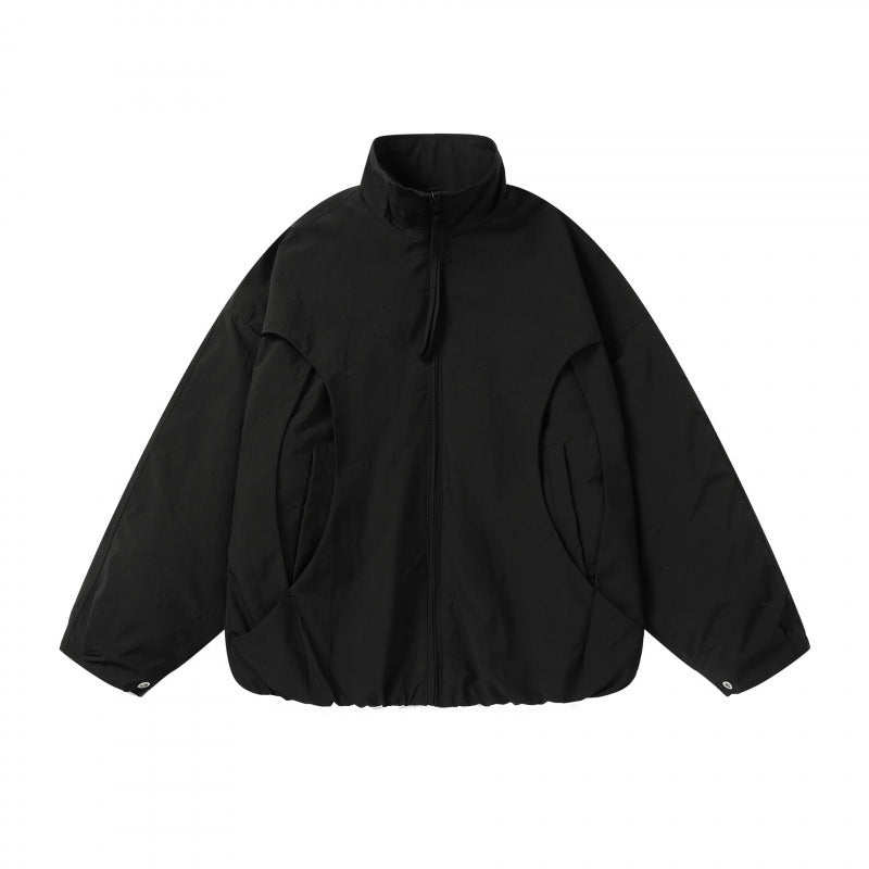 Unisex Leichter technischer Blouson mit Stehkragen, durchgehendem Reißverschluss und Tunnelzugsaum Shop Nory