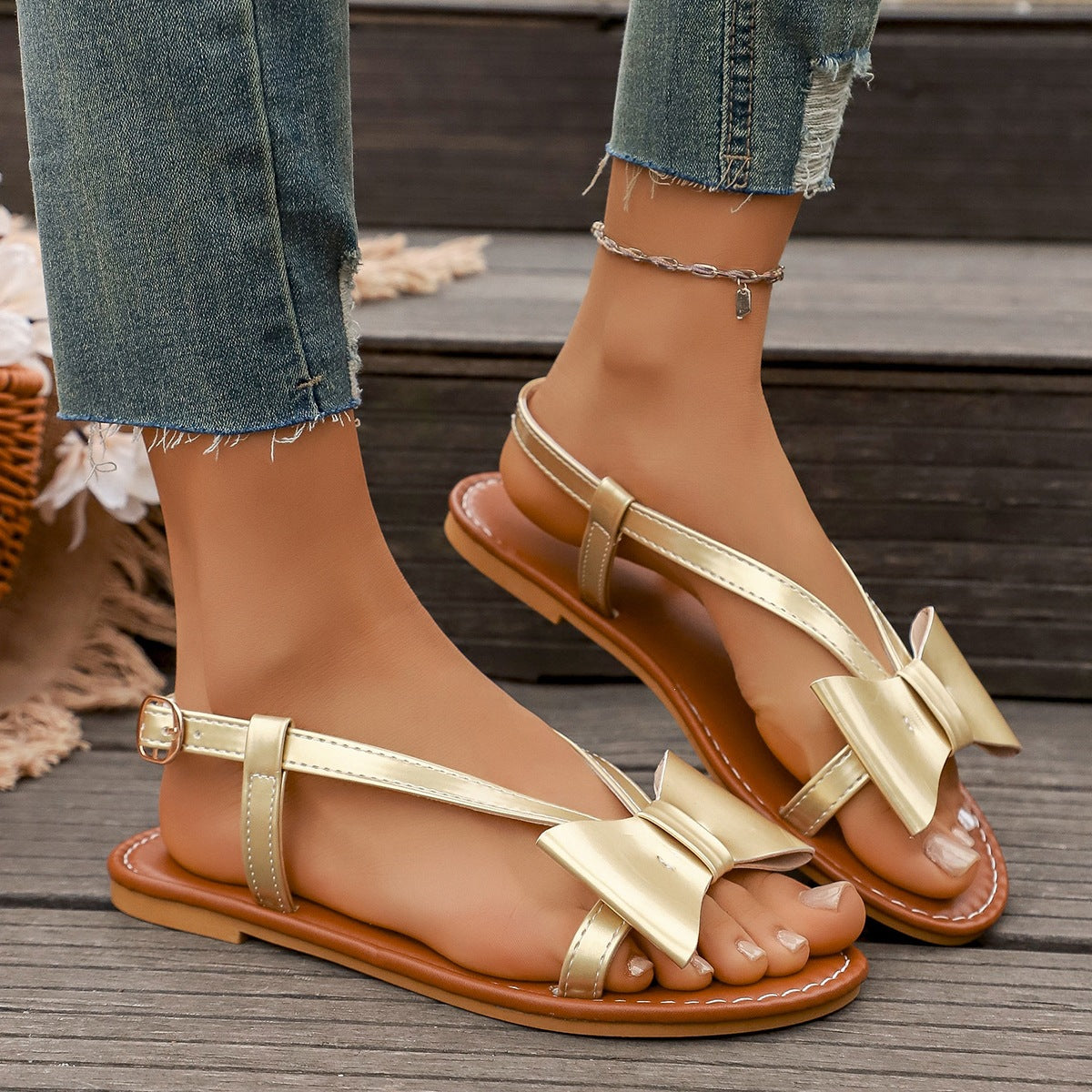 Damen Elegante und modische Sandalen mit Schleifen-Design