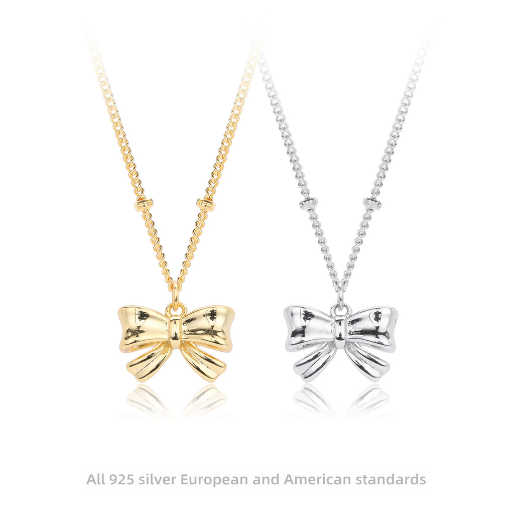 Damen Halskette mit elegantem Schleifenanhänger aus 925 Sterling Silber Shop Nory