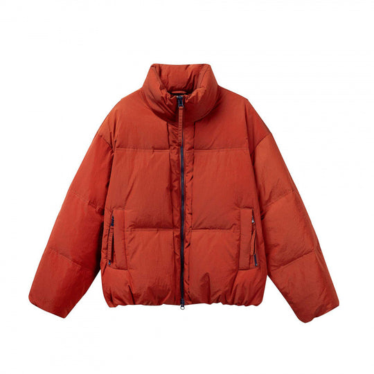 Damen Kurze Oversize-Steppjacke mit hohem Stehkragen und Kontrast-Reißverschluss Shop Nory