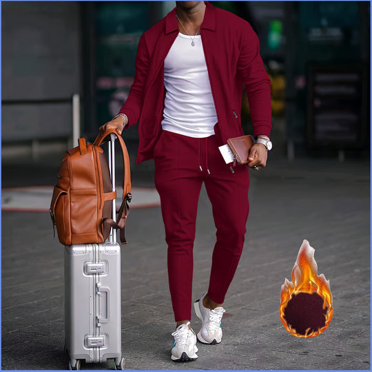 Herren nan zweiteiliges Reise-Loungewear-Set mit strukturierter Jacke, Reißverschluss und konischer Jogginghose Shop Nory