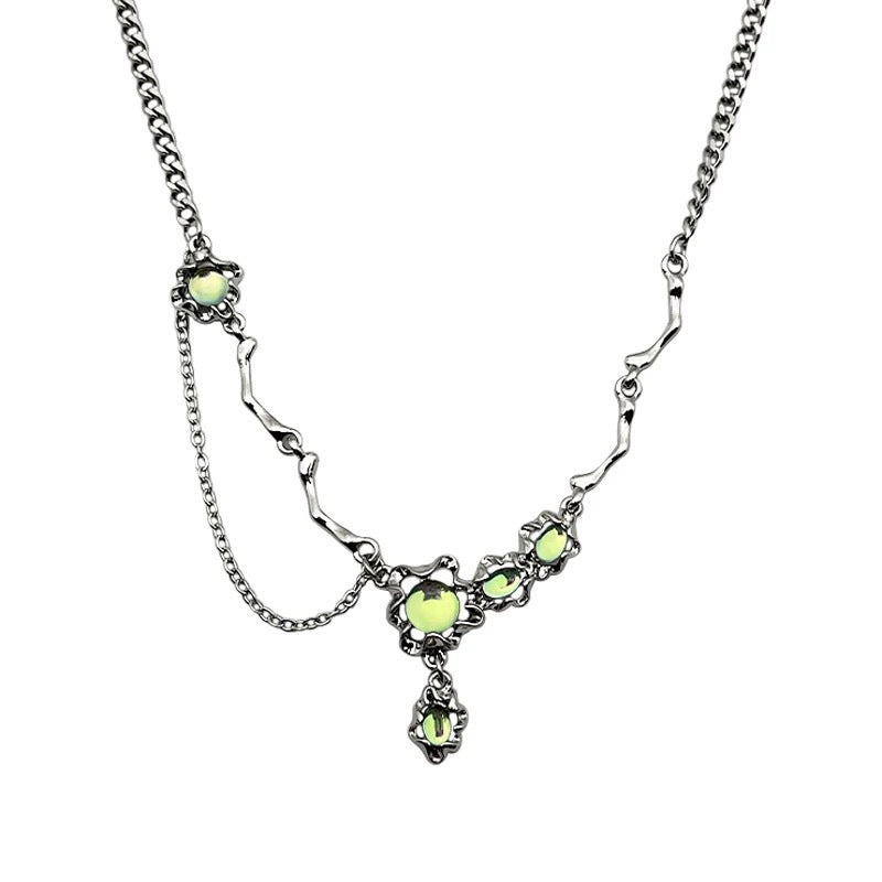Damen Halskette mit Kunststein-Statement und raffinierter Gliederkette Shop Nory