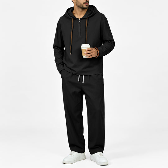 Herren Leichter Halbzip-Kapuzenpullover im Relaxed-Fit mit Kordelzug Shop Nory