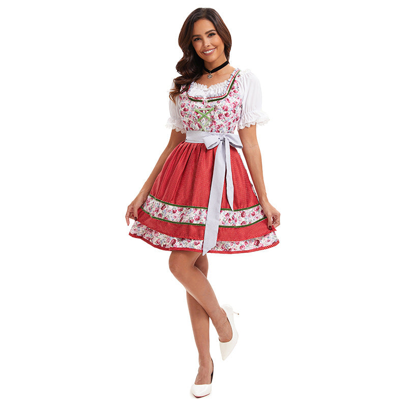 Damen nan florales Trachten-Minikleid mit geschnürter Miederfront und mehrlagiger Schürze Shop Nory