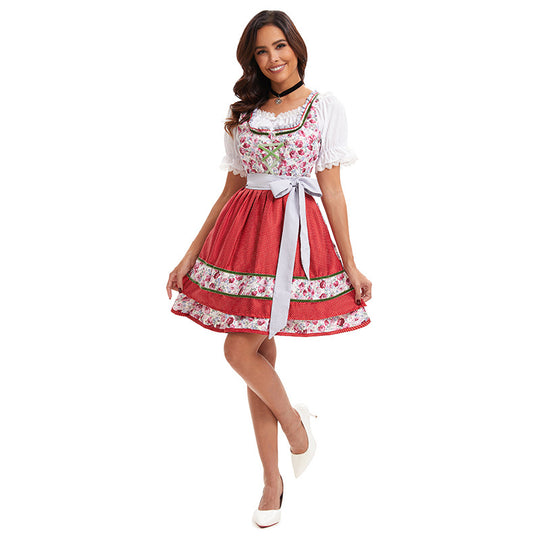 Damen nan florales Trachten-Minikleid mit geschnürter Miederfront und mehrlagiger Schürze Shop Nory