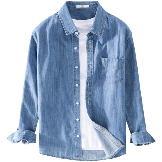 Herren Gewaschenes Denim-Overshirt mit Pattentasche, Relaxed-Fit und weichem Griff Shop Nory