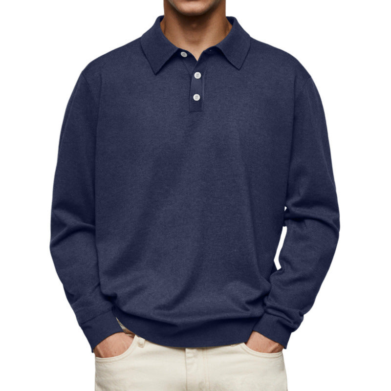 Herren Feinstrick Langarmpoloshirt mit Umlegekragen und Knopfleiste Shop Nory