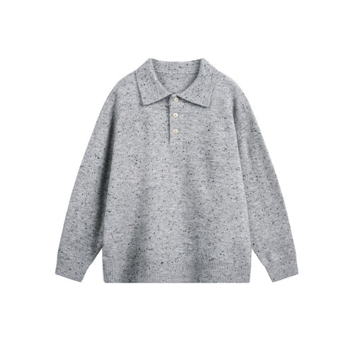 Damen Oversize-Polo-Pullover aus Mélange-Feinstrick mit Polokragen und Knopfleiste Shop Nory