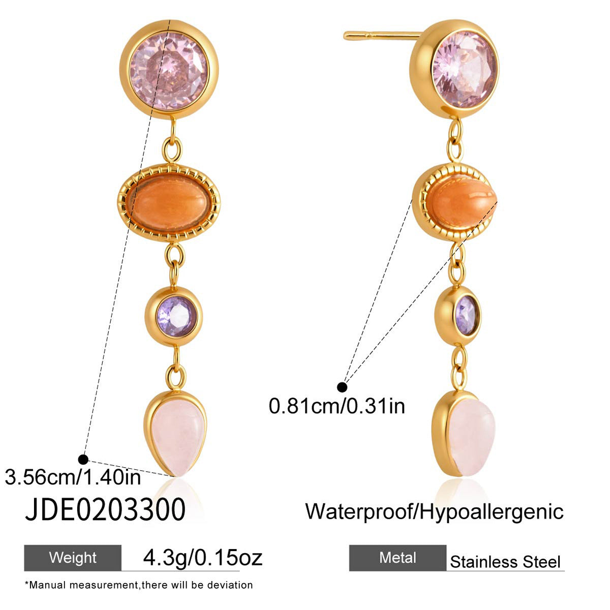 Damen Ohrhänger mit einzigartigem Edelstein-Design und hypoallergenen Eigenschaften Shop Nory