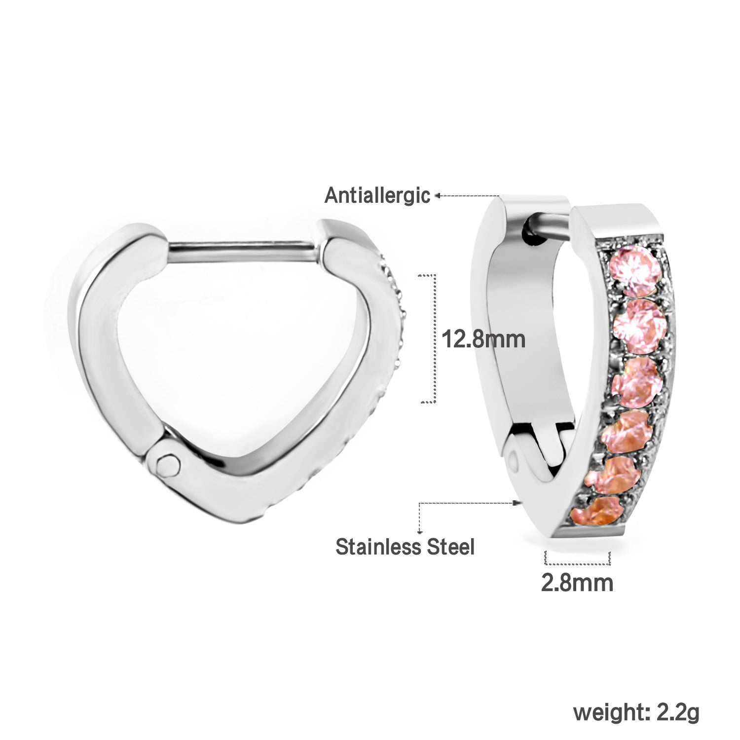 Damen Ohrstecker im Herzen-Design mit funkelnden Zirkonia Shop Nory