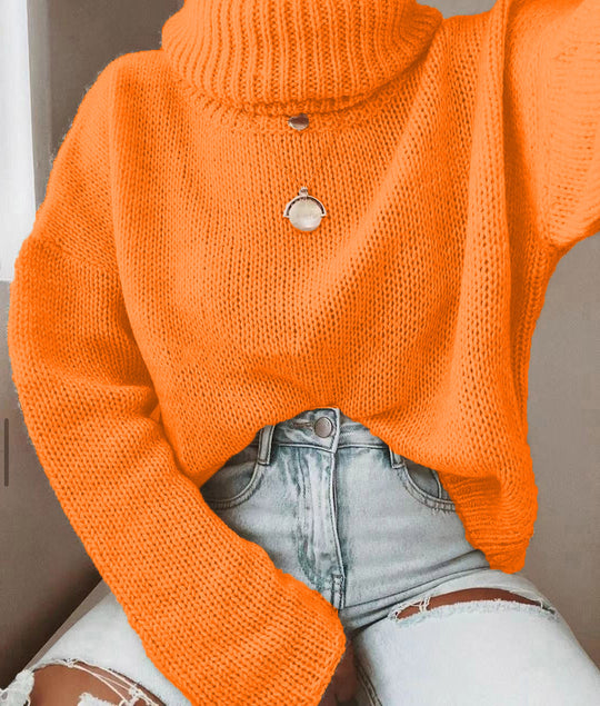 Damen Oversize Rollkragenpullover grobgestrickt mit weitem Schnitt Shop Nory