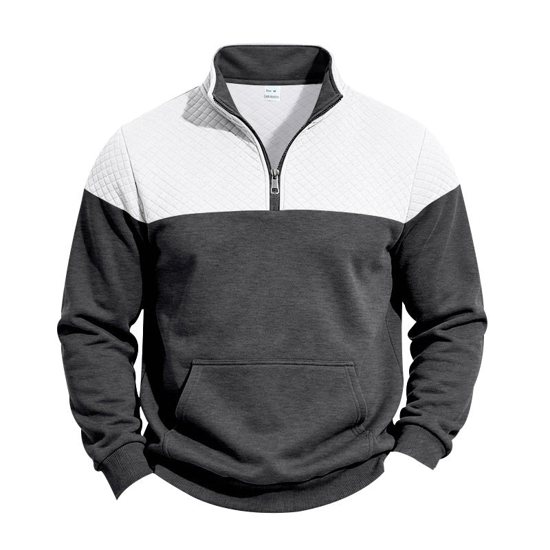 Herren Halbzip-Sweatshirt mit gesteppter Schulterpasse und Kängurutasche Shop Nory