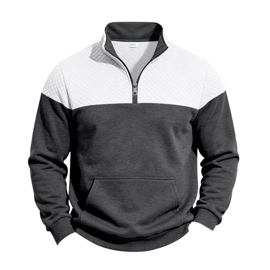 Herren Halbzip-Sweatshirt mit gesteppter Schulterpasse und Kängurutasche Shop Nory