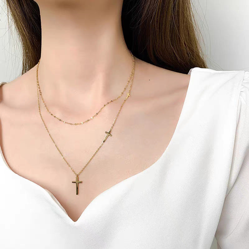 Damen Schicht Kreuz Anhänger Halskette Shop Nory