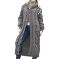 Damen Strickmantel mit Kapuze und Kabelmuster