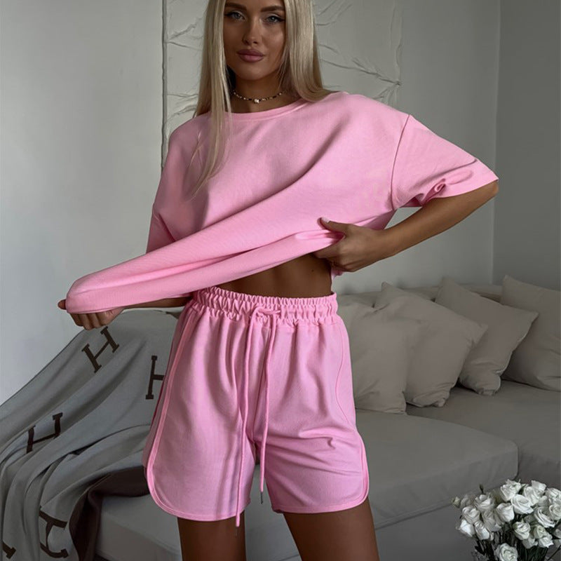 Damen lässiges T-Shirt und Shorts-Set mit lockerer Passform