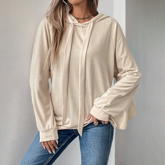 Damen Lässiger Oversize-Hoodie mit Kapuze, langen Kordelbändern und Raglanärmeln Shop Nory