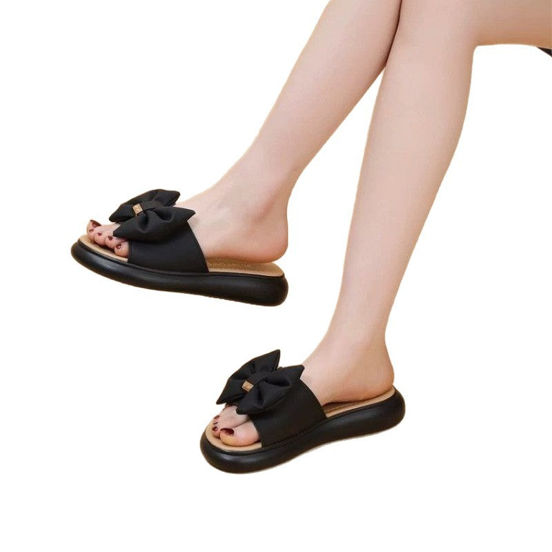 Damen Badesandalen mit dekorativem Schleifendesign und bequemer Sohle