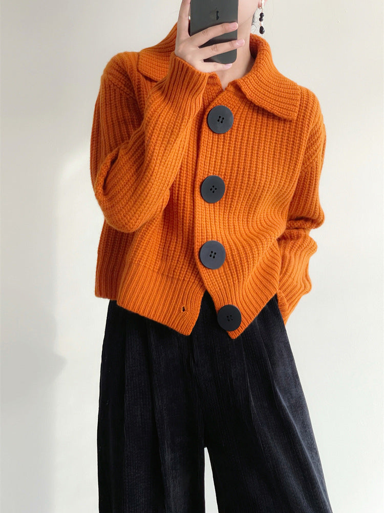 Damen Kuschelige Strickjacke mit großen Knöpfen Shop Nory