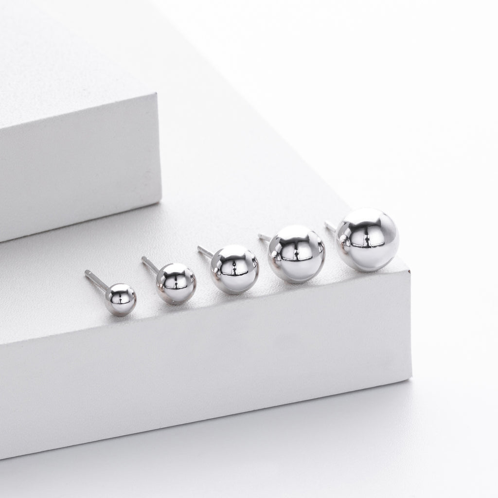 Damen Ohrstecker aus 925 Sterling Silber mit glänzenden Kugeldesign Shop Nory