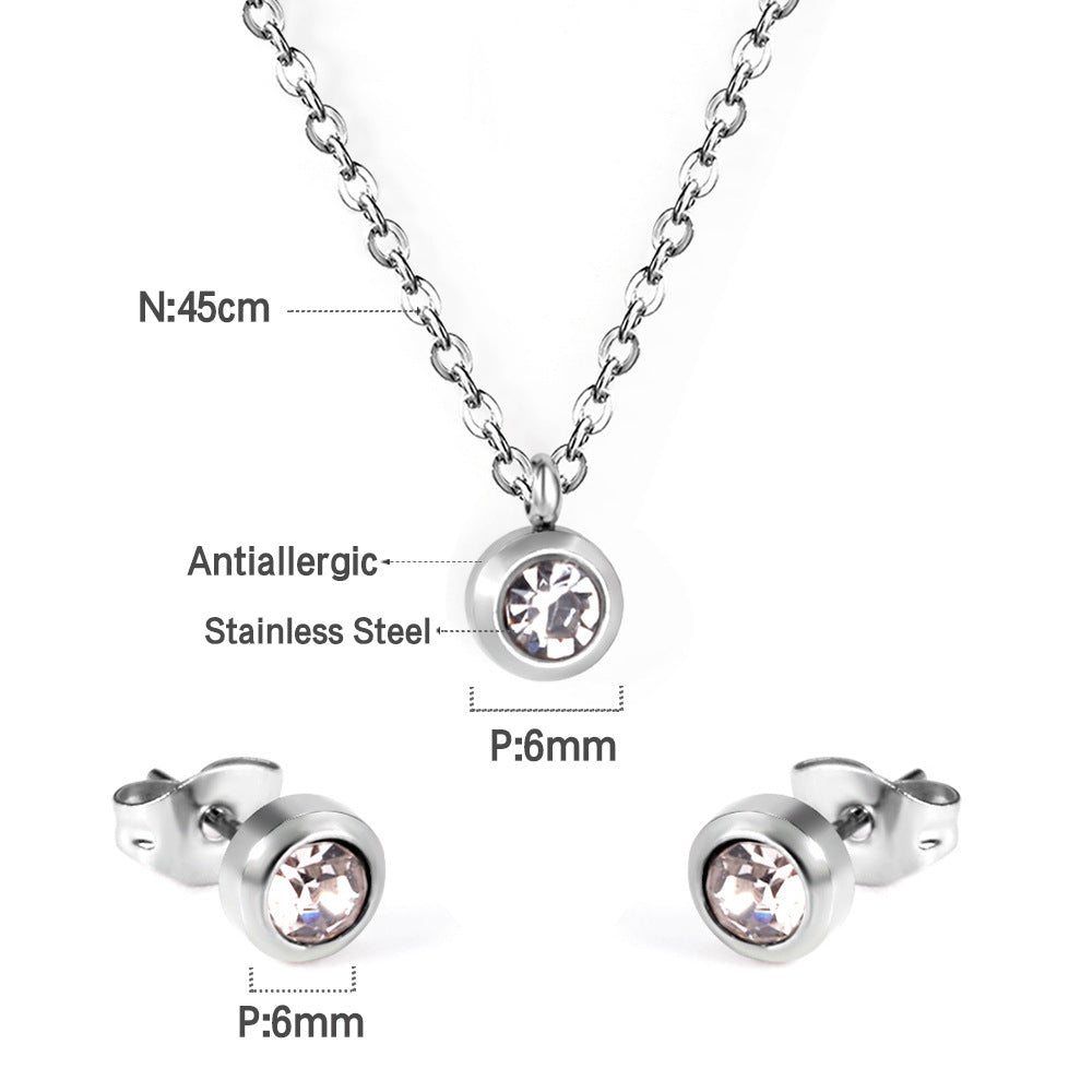Damen Schmuckset mit Zirkon-Anhänger und dazu passenden Ohrsteckern Shop Nory