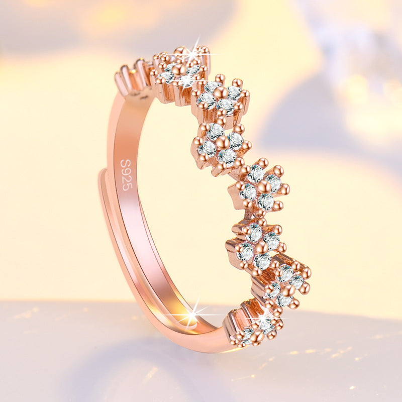 Damen Zarter Ring aus hochwertigem 925er Silber mit funkelnden Zirkonia-Elementen Shop Nory