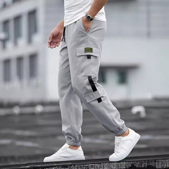 Herren modische Cargo-Joggerhose mit elastischem Bund, Kordelzug und mehreren Sicherheits- und Klappentaschen Shop Nory