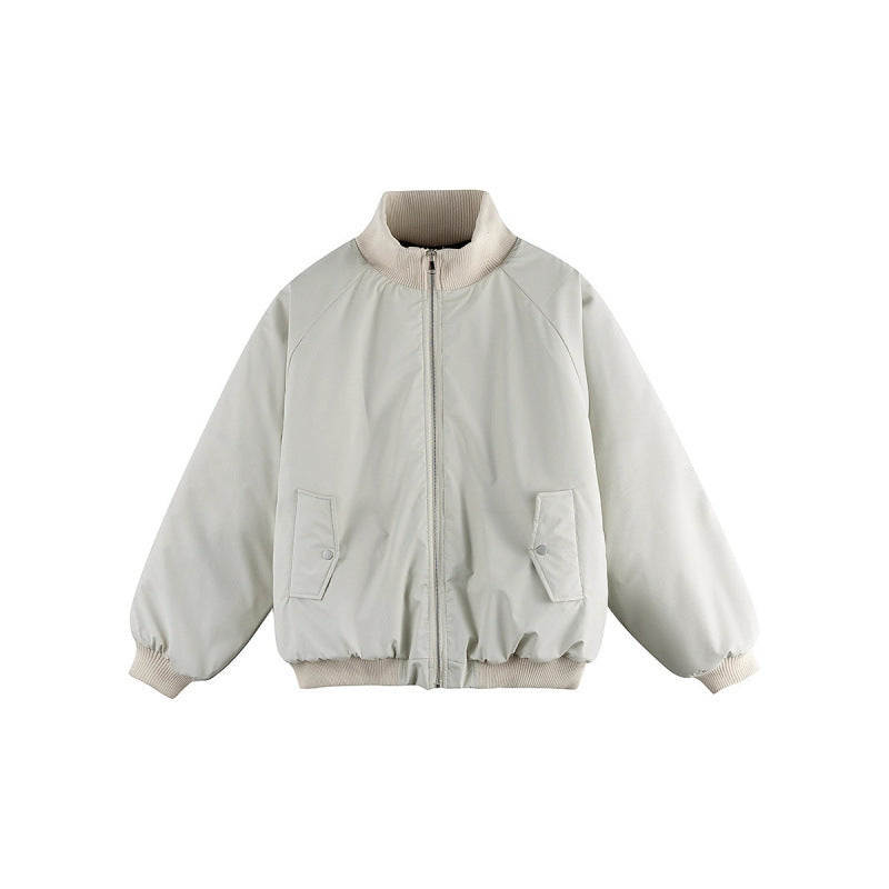 Unisex Boxy-Übergangs-Bomberjacke mit Stehkragen und Pattentaschen Shop Nory