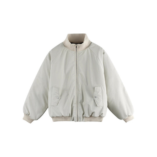 Unisex Boxy-Übergangs-Bomberjacke mit Stehkragen und Pattentaschen Shop Nory