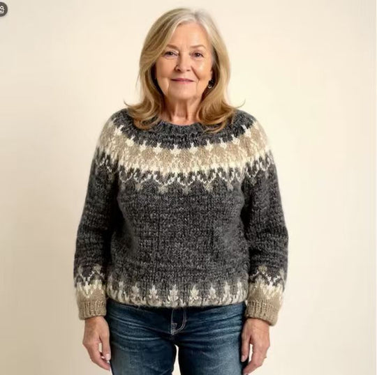Damen nan kuscheliger Norweger-Strickpullover mit Stehkragen und Oversize-Passform Shop Nory