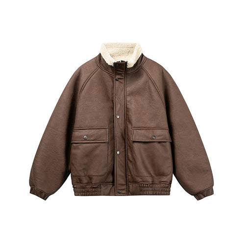 Herren Kurz geschnittener Velours‑Blouson mit Sherpa‑Kragen und Utility‑Pattentaschen Shop Nory