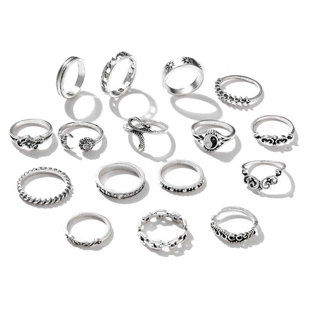 Damen Ring-Set mit filigranen und symbolischen Designs Shop Nory