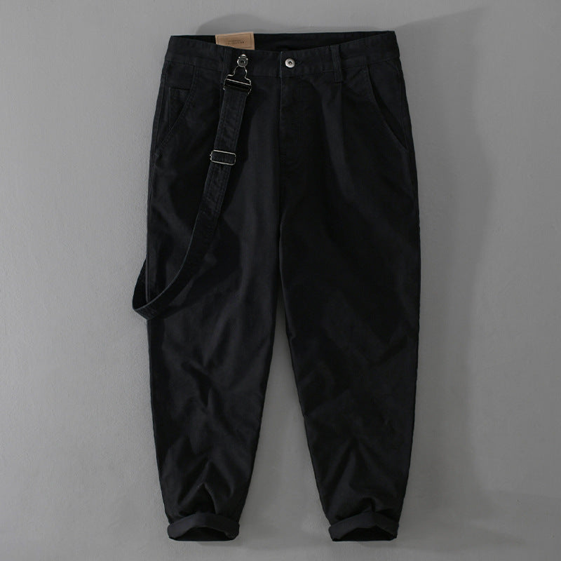 Herren Tapered-Chinohose mit abnehmbarem Gurt, hohem Bund und gekrempeltem Saum Shop Nory