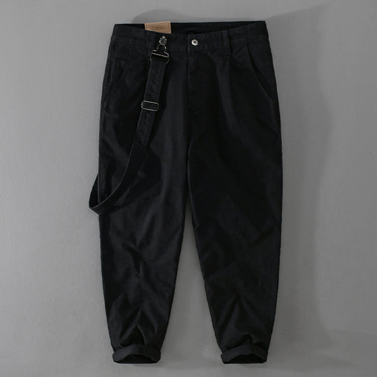 Herren Tapered-Chinohose mit abnehmbarem Gurt, hohem Bund und gekrempeltem Saum Shop Nory