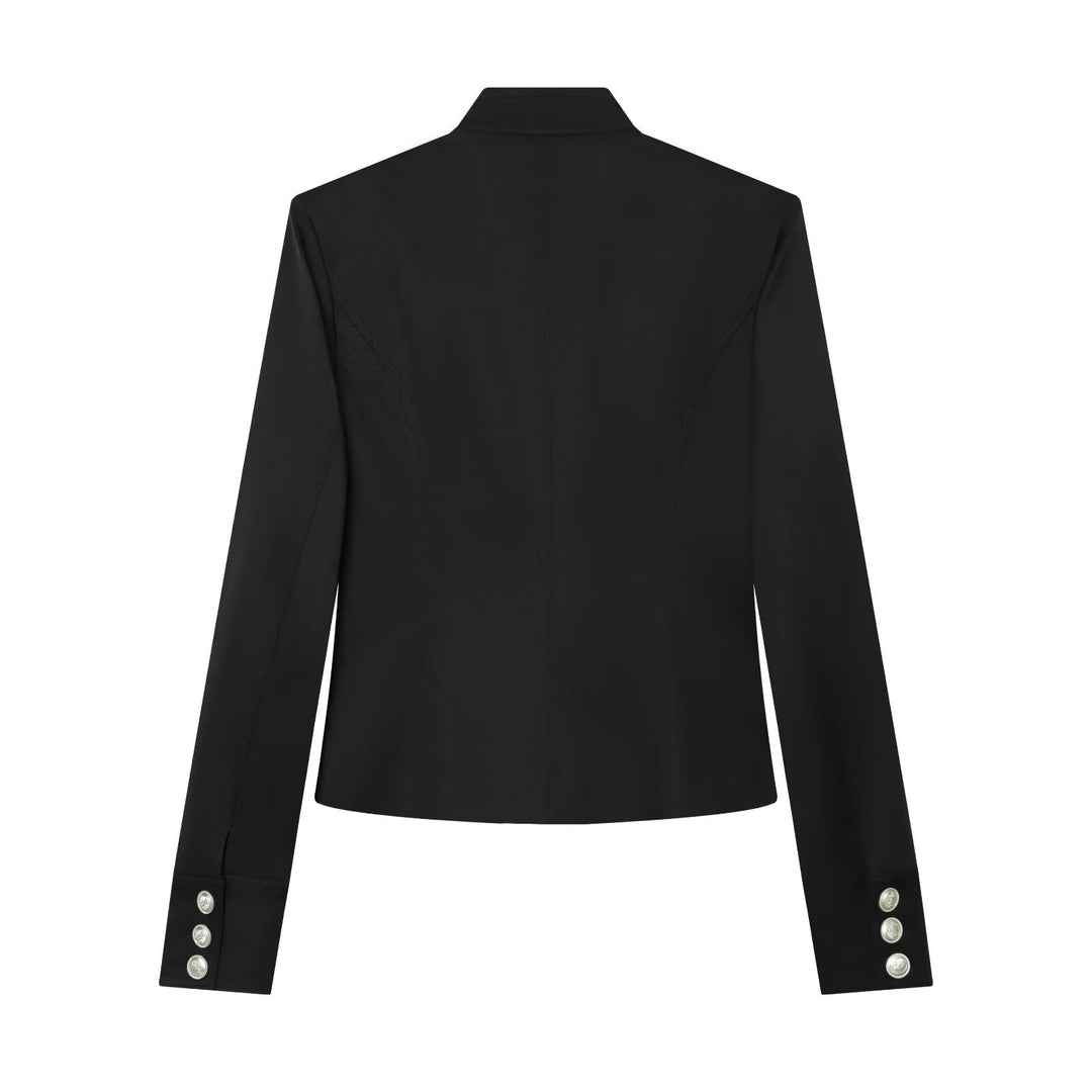 Damen Militärinspirierte Kurzjacke mit Stehkragen, Zierknopfleiste und Reißverschluss Shop Nory