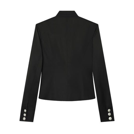 Damen Militärinspirierte Kurzjacke mit Stehkragen, Zierknopfleiste und Reißverschluss Shop Nory