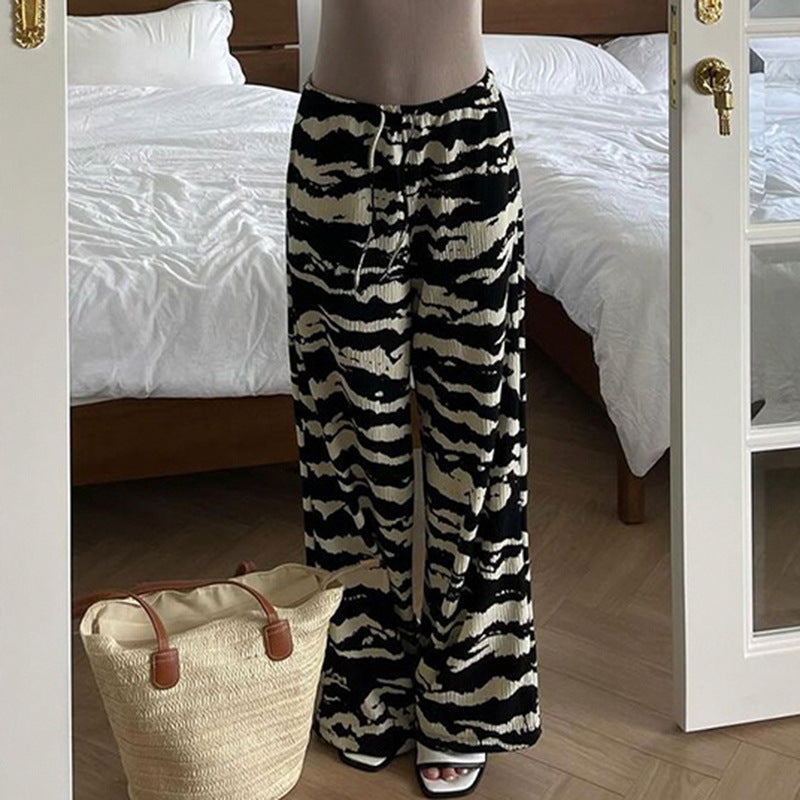 Damen nan weite Plissee-Hose mit Zebra-Muster, elastischem Tunnelzug und fließendem Jersey-Feeling Shop Nory