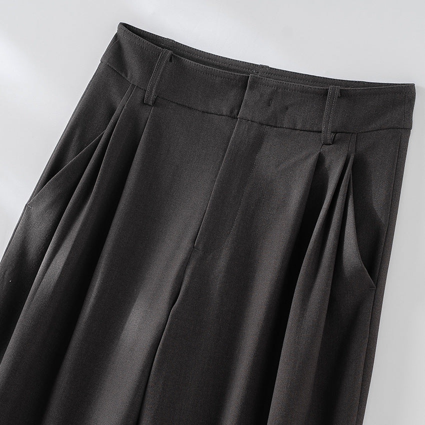 Damen Hochgeschnittene Bügelfalten-Hose mit weitem Bein, Bundfalten und Eingrifftaschen Shop Nory