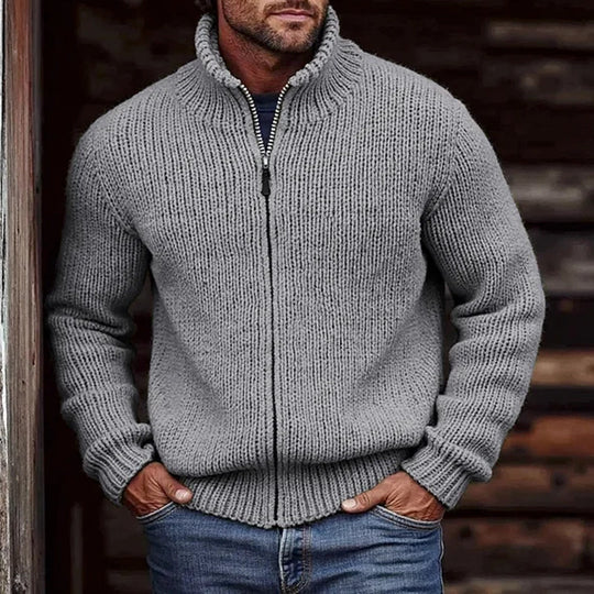 Herren Grobstrick-Cardigan mit Stehkragen und durchgehendem Reißverschluss Shop Nory