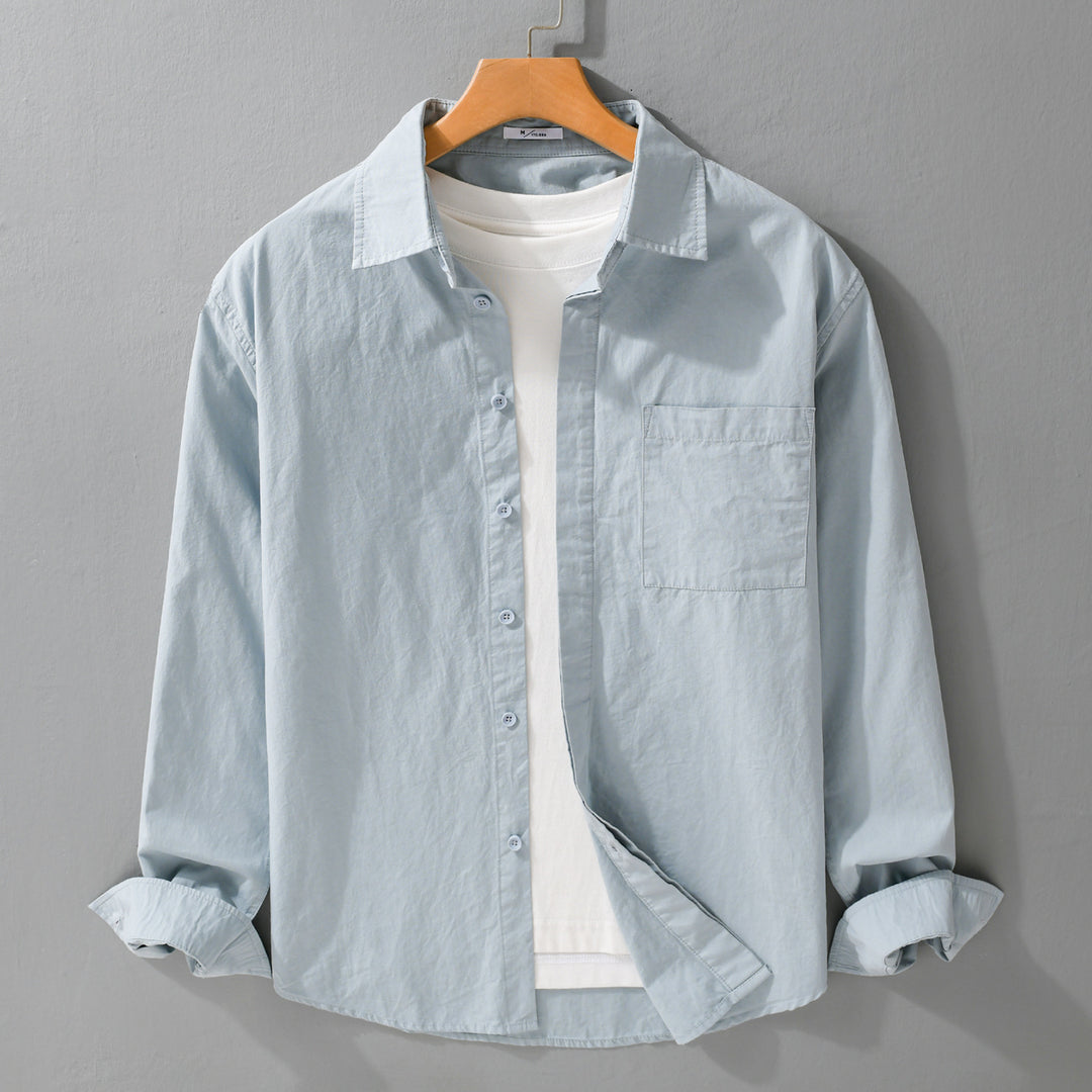 Herren Relaxed-Fit Baumwoll-Overshirt mit Kentkragen und Brusttasche Shop Nory