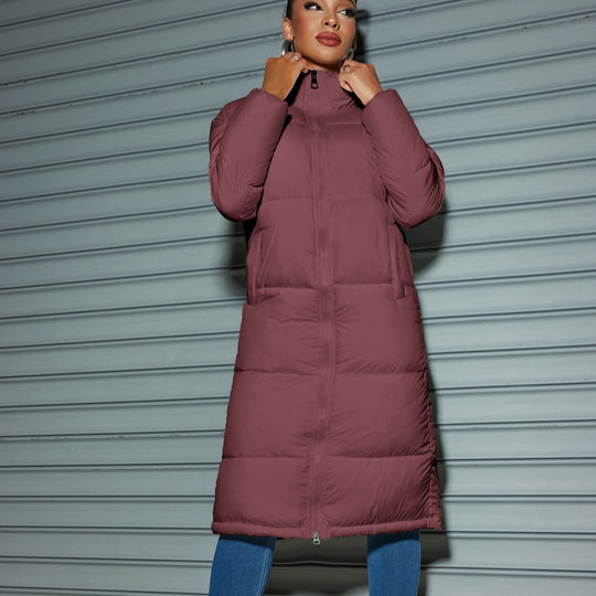 Damen Langer gesteppter Puffer‑Mantel mit hohem Stehkragen Shop Nory