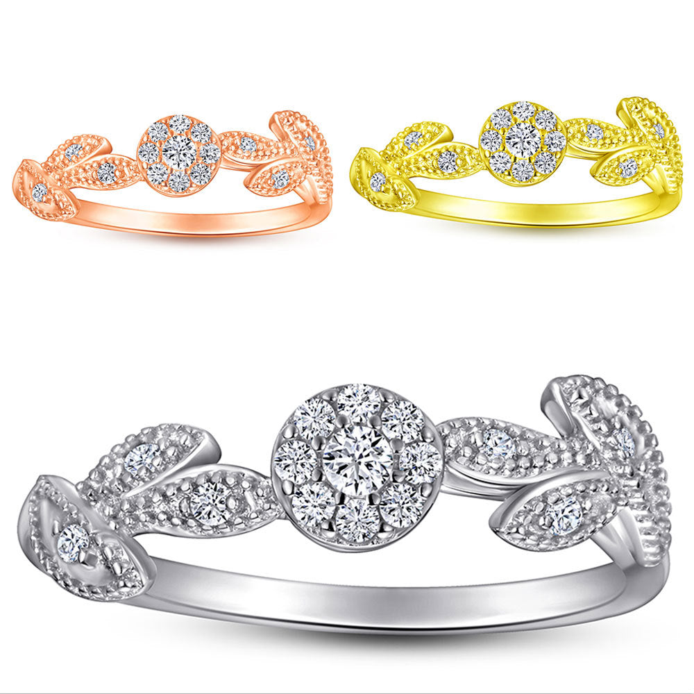 Damen Ring mit floralen Elementen und funkelndem Zirkonia-Besatz Shop Nory