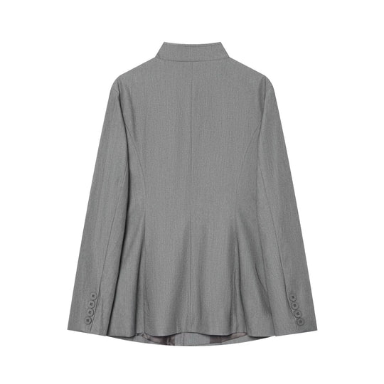 Damen Lang geschnittener Blazer mit Stehkragen und durchgehender Knopfleiste Shop Nory