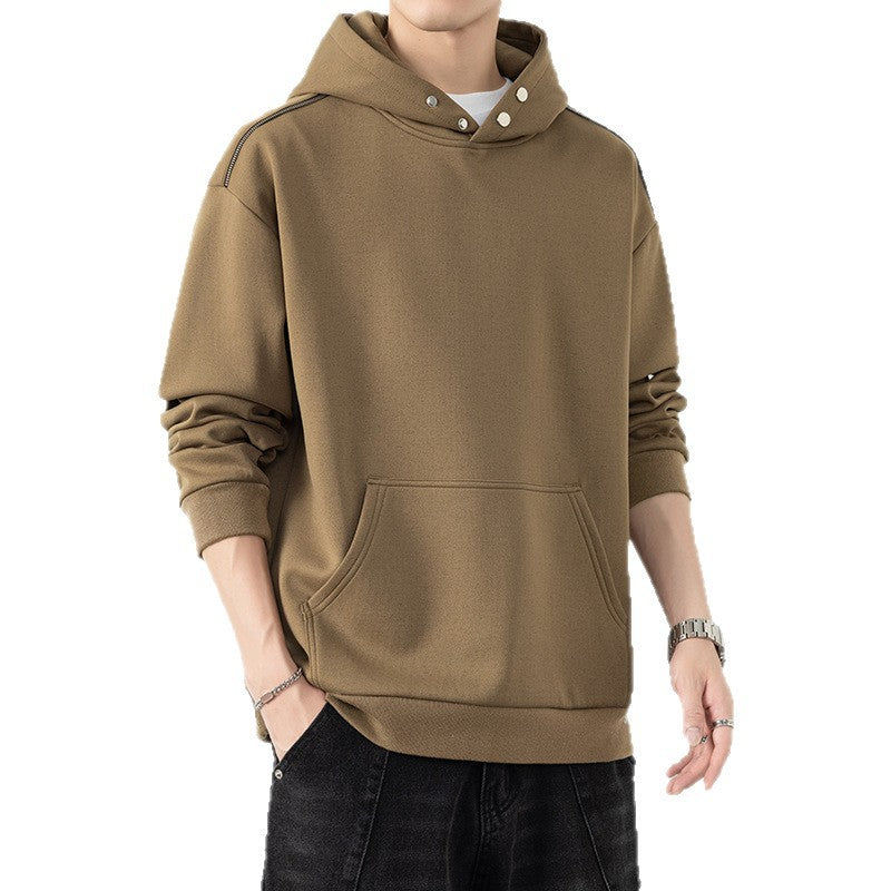 Herren Oversize-Kapuzenpullover mit Kängurutasche & Druckknopf-Hals Shop Nory
