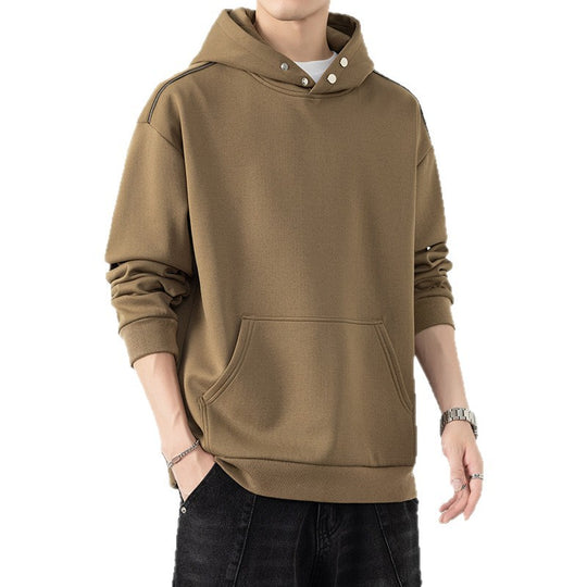 Herren Oversize-Kapuzenpullover mit Kängurutasche & Druckknopf-Hals Shop Nory