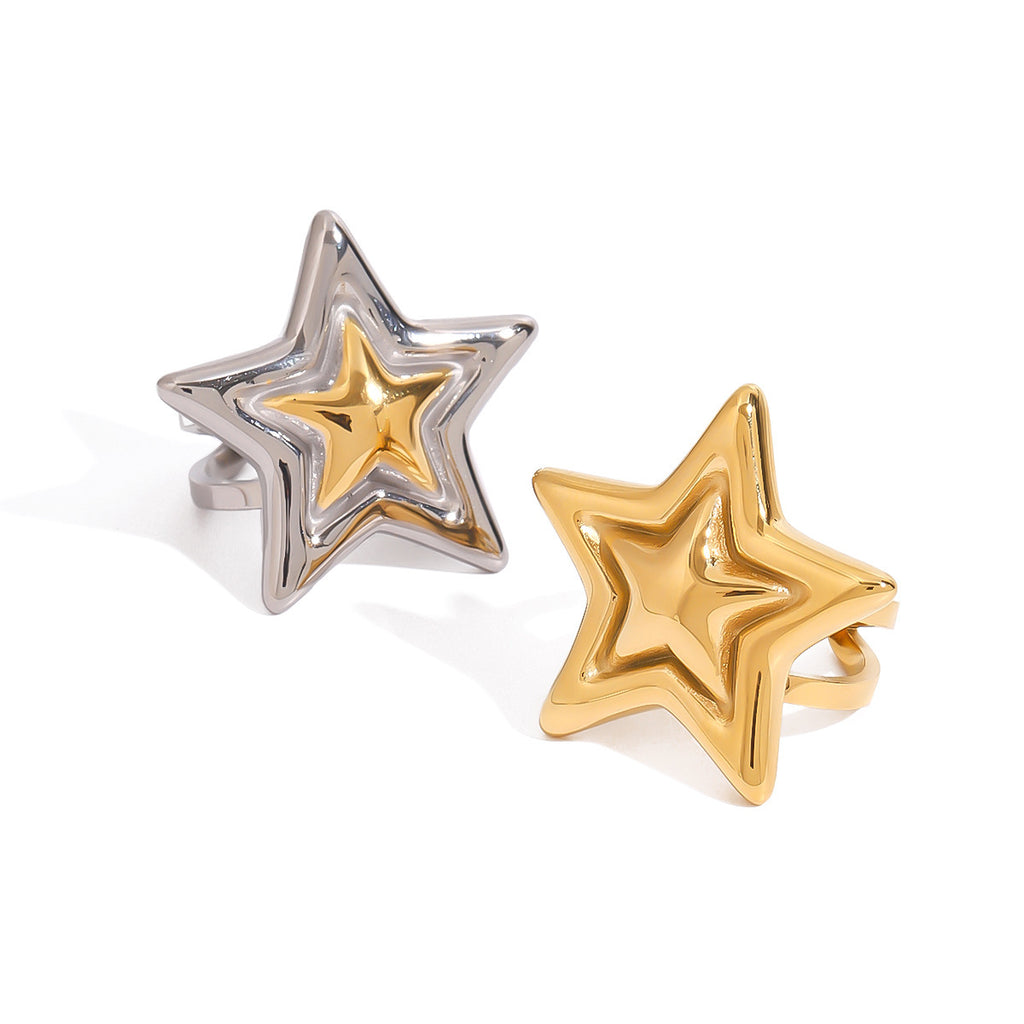 Damen verstellbarer Ring in Sternform aus Edelstahl Shop Nory