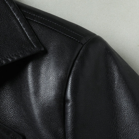 Herren Eleganter Kunstleder-Kurzmantel im Sakko-Stil mit Reverskragen Shop Nory