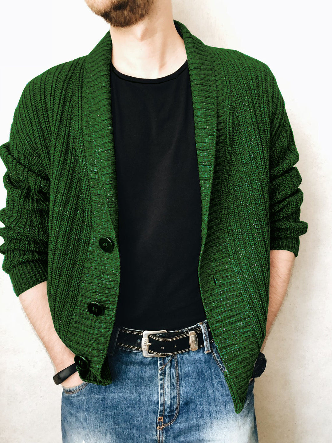 Herren Strickcardigan mit Schalkragen und Knopfleiste Shop Nory