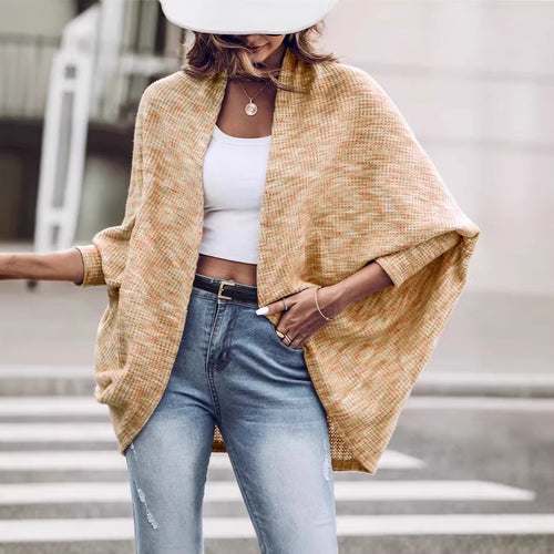 Damen Oversized Strickponcho mit offener Front und Bouclé‑Struktur Shop Nory
