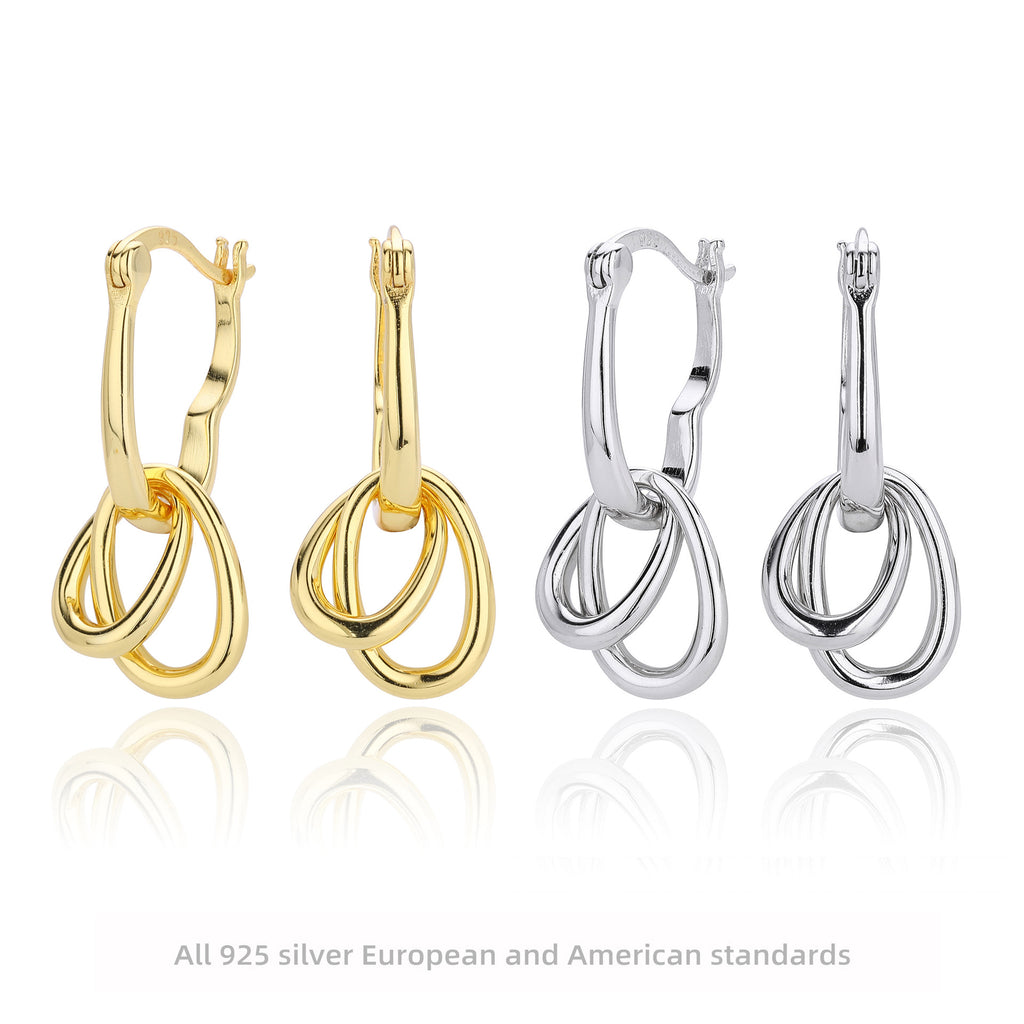 Damen Ohrhänger mit modernem, geschlungenem Design aus hochwertigem 925 Sterling Silber Shop Nory